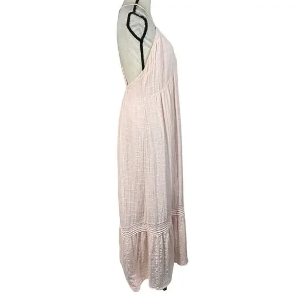 Aerie X-Large Maxi Dress V-Neck Lined Adjustable Spaghetti Straps Textured Pink - Picture 5 of 11